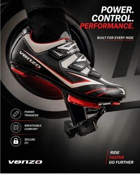 Venzo Men’s Cycling Athletic Shoes - Black/Red